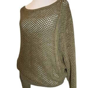 Pilcro Anthropologie Sweater Size S Brownish Olive Green Oversized Open Weave